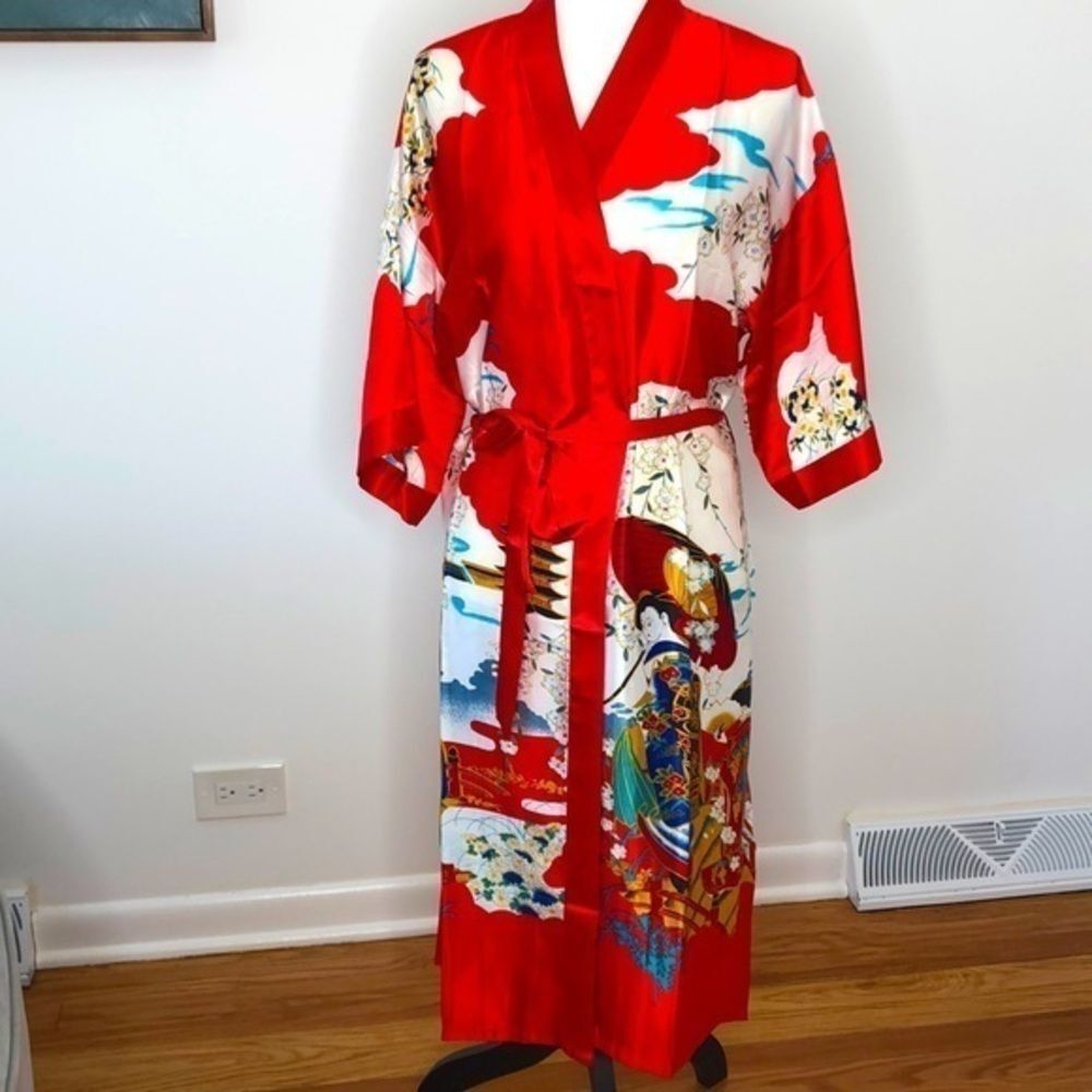 Stunning silky wrap robe with tie waist